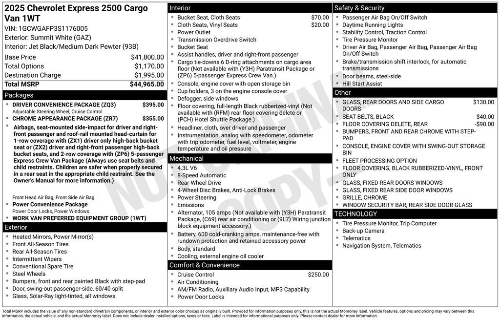 chevrolet express cargo 2025 1GCWGAFP3S1176005 image chevrolet express cargo 2025 1GCWGAFP3S1176005 image